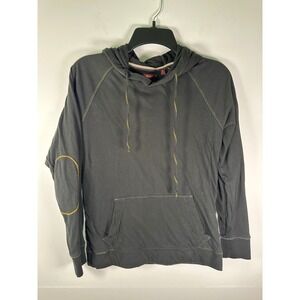 Jeremiah Hoodie Mens S Black Pullover Lightweight Drawstring Elbow Patch Stitch